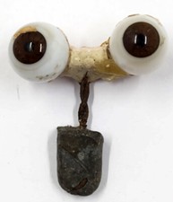 Antique Vintage German Hand Blown Rocker Glass Doll Eyes Brown 10mm BW3-50