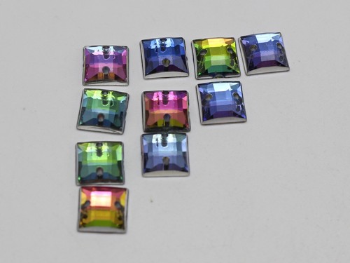 Craft Rainbow AB Flatback Acrylic Sewing Rhinestone Sew on Beads Various Shape - Picture 20 of 20