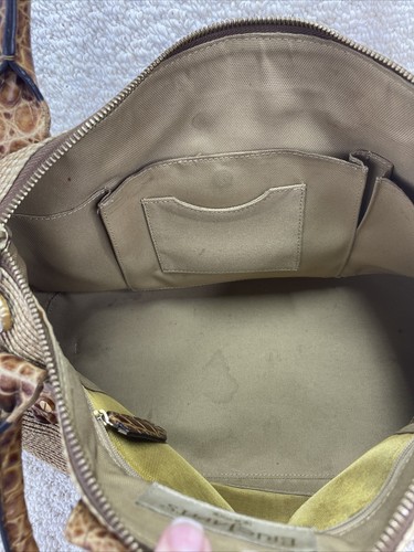 Eric Javits New York Handbag Squishee Woven Straw Croc Embossed Satchel Purse - Picture 12 of 12