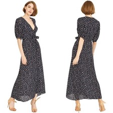 Misa Los Angeles Andrea Wrap Dress Petals Blue Size S