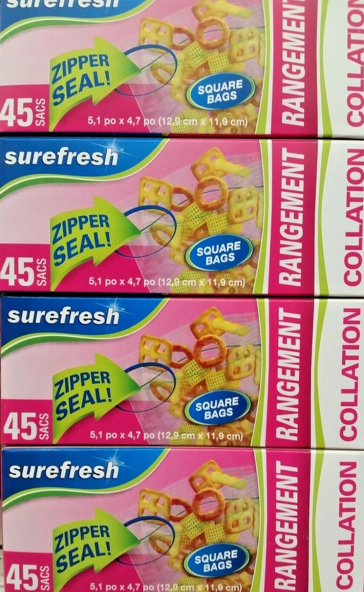 4 X BRAND New SEALED Box of 45 Bags Snack Zipper Seal bag Sz 5.1