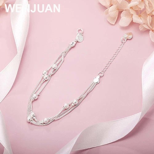 Pulsera con dije de plata de ley 925 para mujer - 20 cm boda fiesta joyería regalo - Imagen 9 de 17