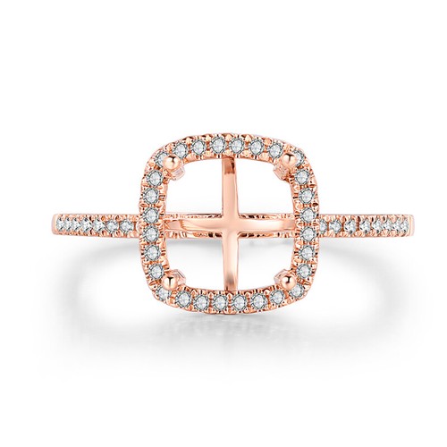 Cushion 7x7mm Si/h Diamonds Semi Mount Ring Special Present Solid 14k Rose Gold - Picture 8 of 9