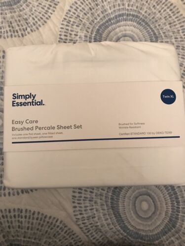 Simply Essential Easy Care Brushed Percale Twin XL SHEET SET - Picture 1 of 2