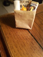 Dollhouse Miniature Grocery Shopping Bag With Goods