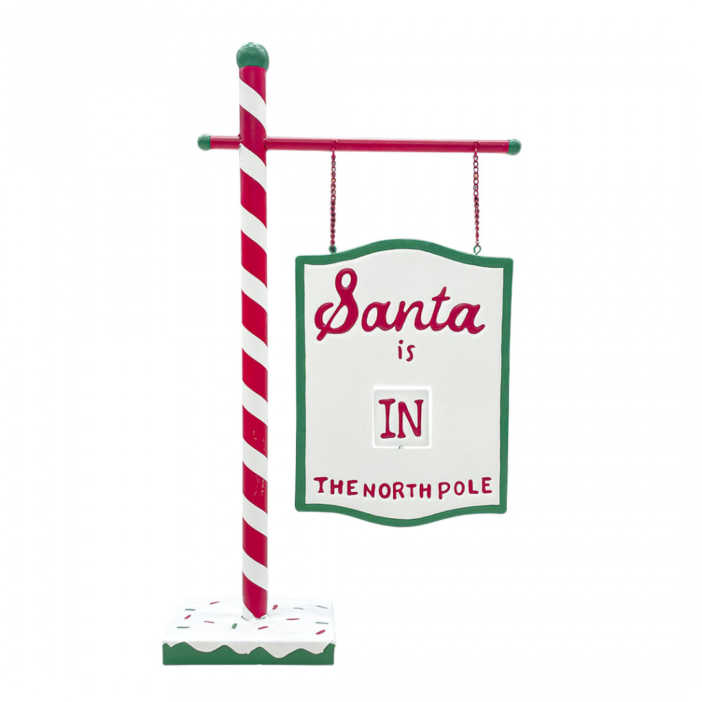 Panneau Père Noël rouge 45x15x77cm en bois pour décoration intérieure festive