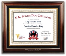 UK Service Dog Personalized Certificate - Emotional Support Therapy Training ESA