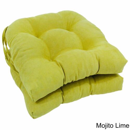 Blazing Needles 16-inch Solid Microsuede U-shaped Tufted Chair Cushions (Set of