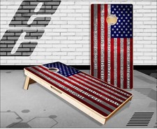Pledge American Flag Grunge Cornhole Boards Bean Bag Toss Game
