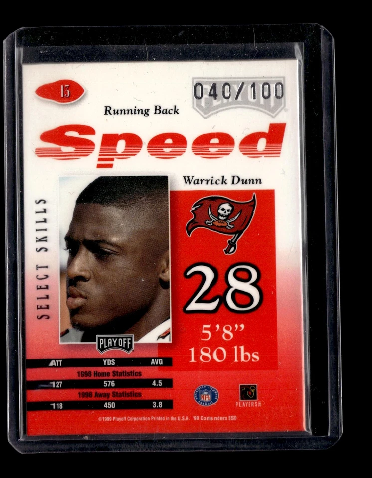 1999 Playoff Contenders SSD Speed Red #13 Warrick Dunn /100 - Image 2 of 2