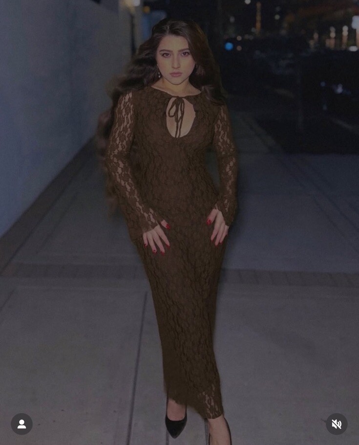 ZARA NWT WOMAN $89 LONG LACE DRESS BROWN | 4661/257 ALL
