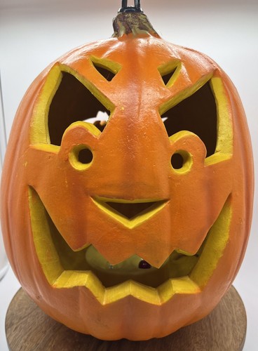 Vintage Jack-O-Lantern Scareware Lighted Pumpkin Foam Blow Mold 14.5 Inches. EUC