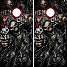 Skeletons And Guns LAMINATED Cornhole Wrap Bag Toss Skin Decal