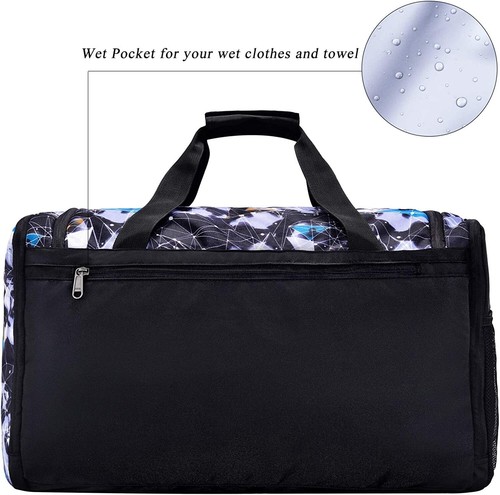 Bolsa de gimnasio deportiva compartimento para zapatos y bolsillo húmedo, bolsa de lona de viaje - Imagen 7 de 9