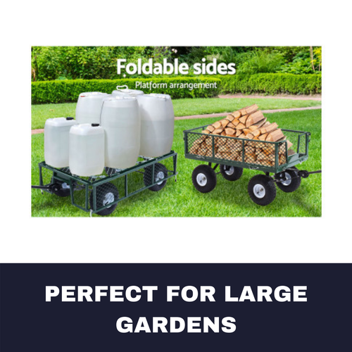 Metal Garden Trolley Cart Outdoor Trailer Wagon Wheelbarrow Dump Pull Yard Fill - Picture 7 of 12