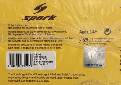 SPARK 1/43 SB293 Lamborghini Uracan GT3 #78 24h Spa 2016 Attard Machitski Kimber