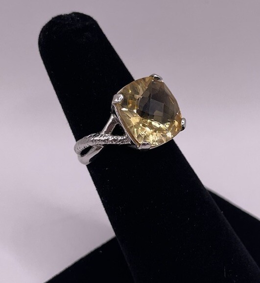 Sterling Silver Elegant Square Large Citrine Ring… - image 1