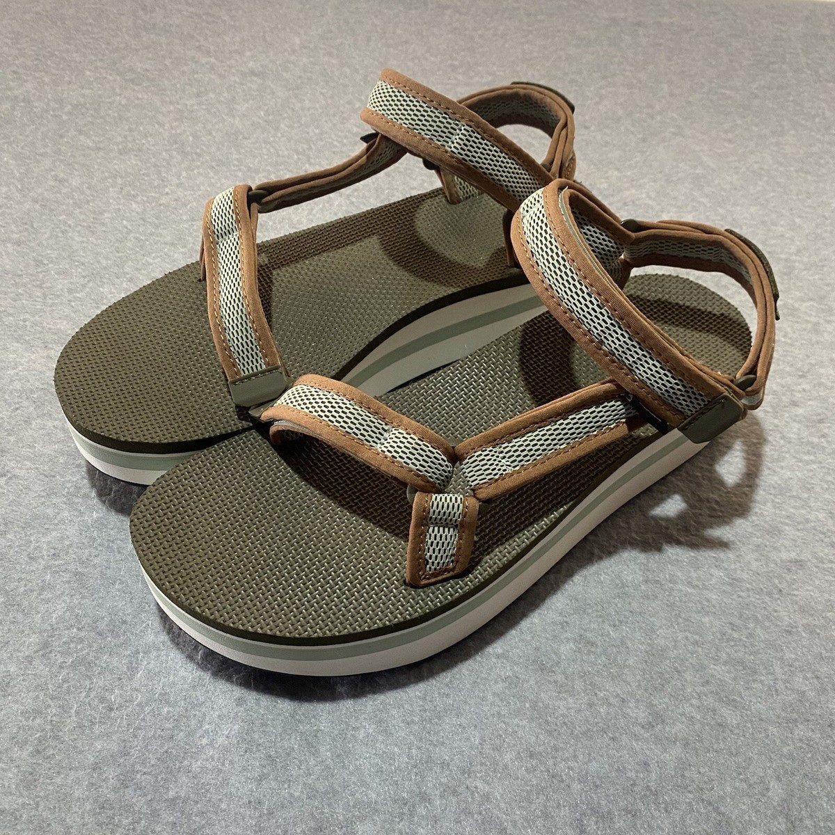 Teva Platform Sandals Women 10 Dark Olive Brown Flat Universal Mesh Seafoam  Gorp
