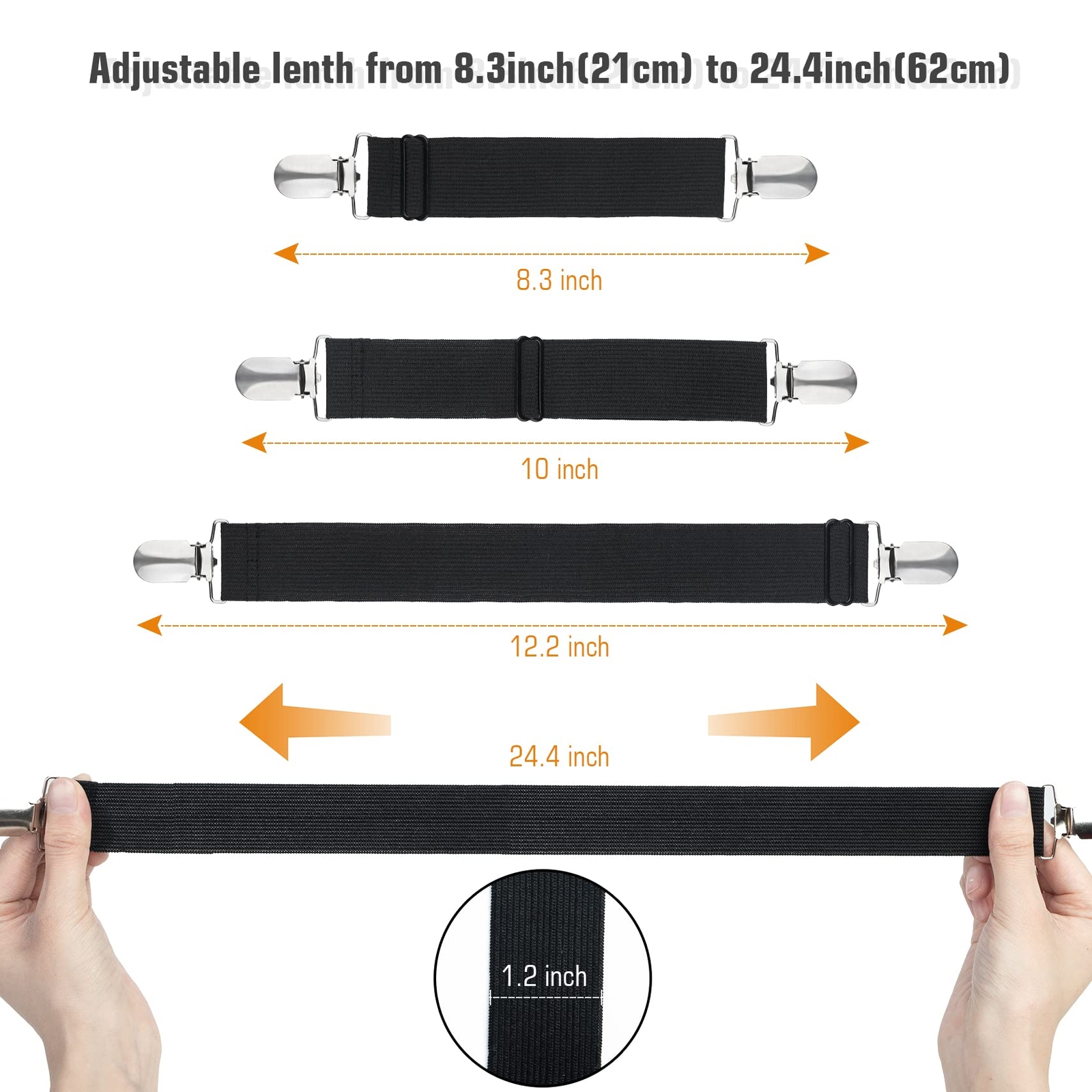 8 Pack Bed Sheet Straps Adjustable Fitted Sheet Straps Clips Heavy Duty Bed Shee