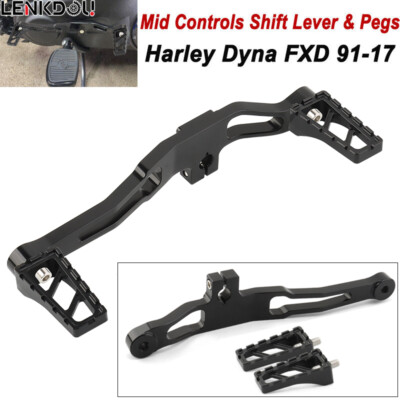 For Harley Black Mid Control Heel Toe Shifter With Peg Dyna 91-17 Street Bob