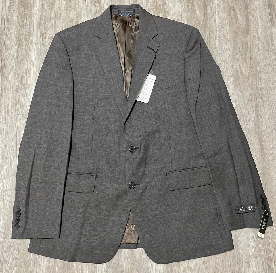 Lauren Ralph Lauren Lancaster Classit Fit UltraFlex Traje Chaqueta Marrón Cuadros 40R Foto 2 de 4