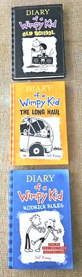 New 3 Diary Of A Wimpy Kid HB Books Old School, Long Haul, Rodrick Rules