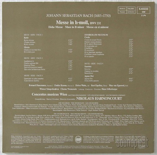 NIKOLAUS HARNONCOURT BACH MASS IN B MINOR TELDEC SPECIAL ED. STEREO 2 LP SET NM - Picture 2 of 3