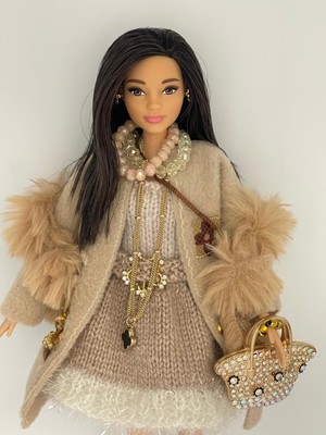 Barbie Puppe gekleidet in Handarbeit gestaltet Luxus Kleidung Mode Accessoires 35