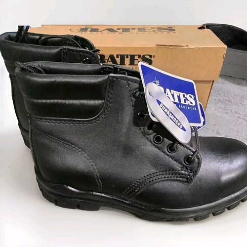 BATES 01766 Uniform Footwear DURASHOCKS Steel Toe Black Leather Boots Size 6 W - Picture 2 of 7