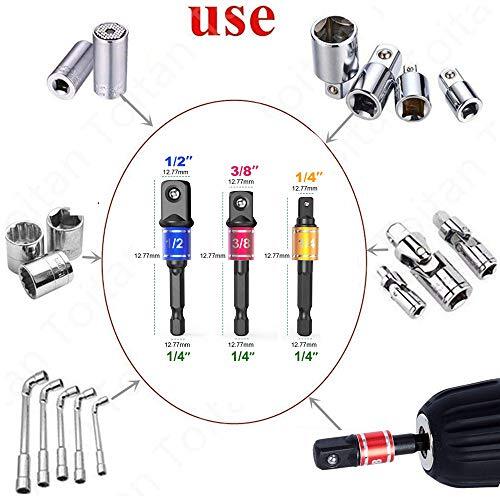 Impact Grade Elektro Handwerkzeuge Schraubendreher Steckschlüssel Adapter Verlängerungsset, 3-teilig - Bild 7 von 9