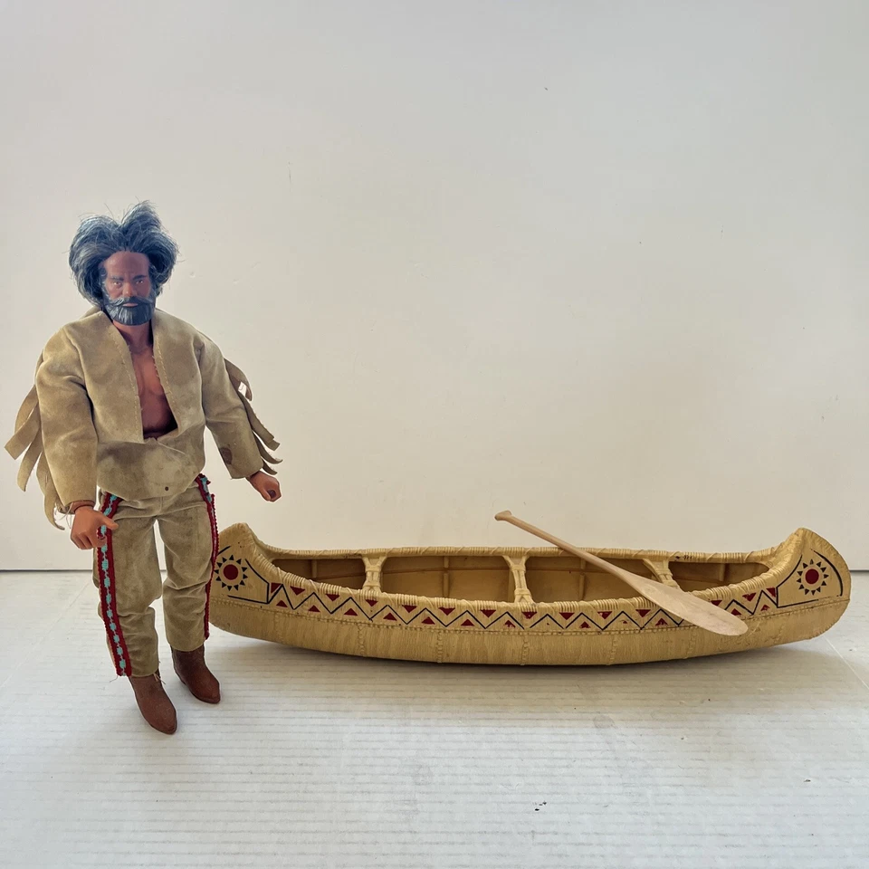 Figura de acción Big Jim "OLD FIRE HAND" con canoa paddle 1971 juguete Mattel con Alemania Foto 2 de 4