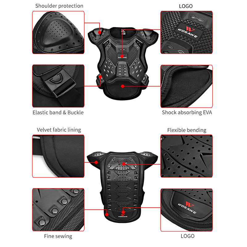 WOSAWE Kids Body Armor Protector Vest Dirt Bike Safety Gear Motocross