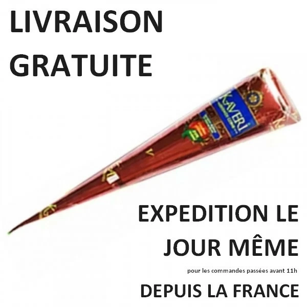 Henna cone KAVERI Marron SANS PPD / Depuis la FRANCE / Expédition le jour même