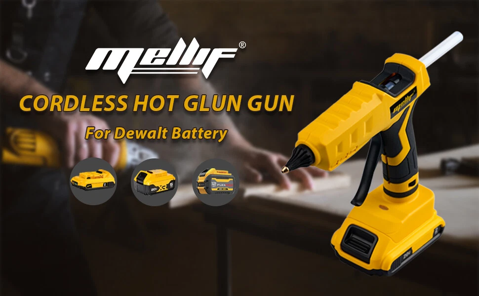 Mellif Hot Glue Gun works with Dewalt battery 20v max, built-in over low  voltage protections 