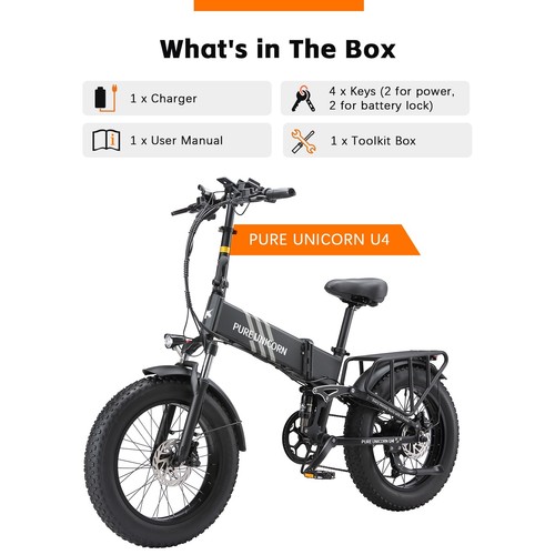 PURE UNICORN U4 Faltbares Elektrofahrrad 48V Batterie 20 Zoll Fat Tire Pedelec - Bild 9 von 20