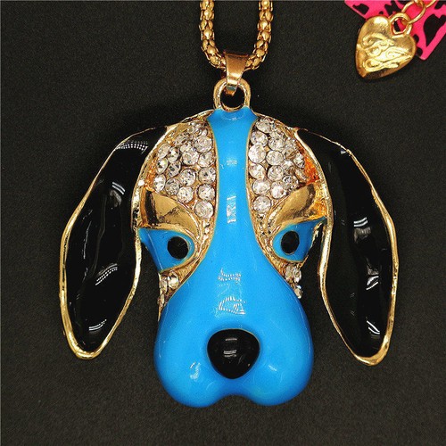 Betsey Johnson Gold Plated Crystal Enamel Beagle & Beagle Head Necklace - Bild 23 von 31