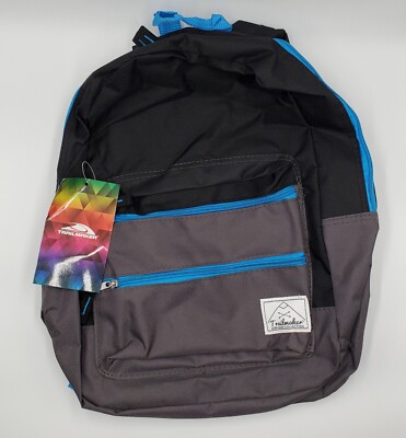 Trailmaker Backpack 16'' Black Gray Blue Big Student Heritage Collection New NWT