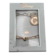 Disney Princess Crown Dream Big Charm Link Bracelet Rose Silver Plated NWT