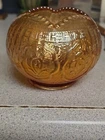 Antique Fenton Persian Medallion Marigold Carnival Ball Shaped Rose Glass Bowl.