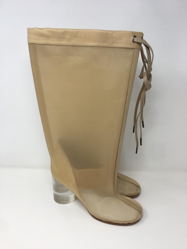 MAISON MARTIN MARGIELA Leather-trimmed Mesh Perspex Boots UK