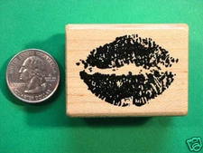 Great Big Kiss Rubber Stamp, Wood Mounted