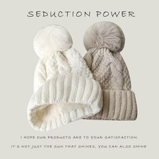 Image of Thick Warm Design Knitted Beanie Ear Flap Beanie Built-in Ear Flaps Cable Stitch
