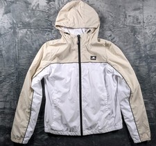New Balance Women's Windbreaker Jacket Full Zip Up White/Beige Size Small Hoodie