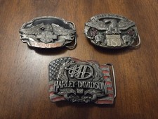 Vintage Harley Davidson Belt Buckles 1989 Made In USA Siskiyou Lot of 3