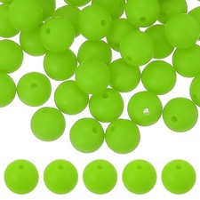 60Pcs Silicone Beads 9mm Bulk Beads for Keychain Making Bright Green
