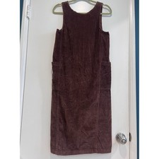 Giorgio Sant’Angelo Women’s Brown Corduroy Jumper Dress Petite 2 Midi Fall Layer