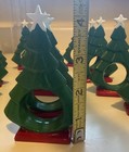 VINTAGE CHRISTMAS TREE NAPKIN RINGS LOT OF 17 CERAMIC GREEN 4.25” X 3” — photo 3