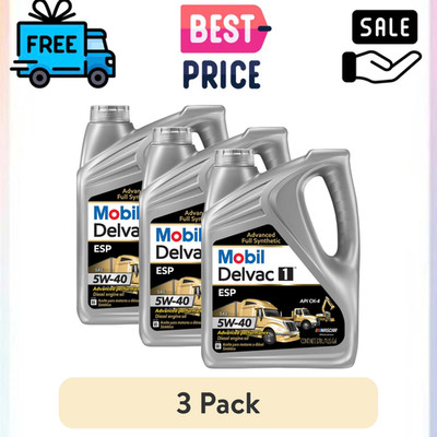 3 Pack Mobil Delvac 1 ESP 5W40 Full Synthetic Diesel Oil 1 Gal Fleet Performance