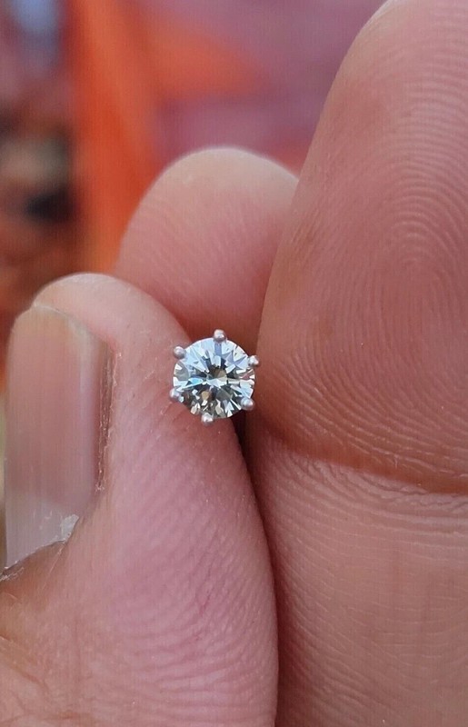 Womens Birthday gift Nose Piercing 3MM Round Natural Diamond 14k Yellow Gold#338