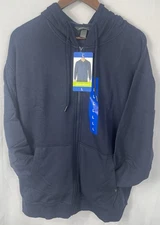 Eddie Bauer Men's LARGE Brushed Fleece Full Zip Hoodie Blue NWT